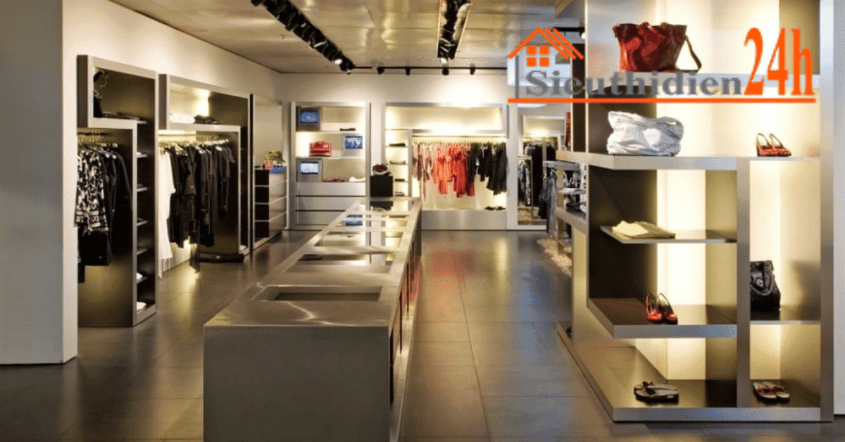 Bố trí đèn rọi ray cho các shop có trần thấp