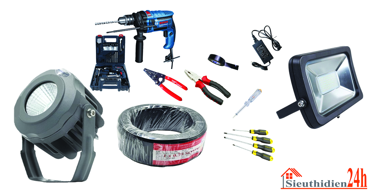 chuẩn bị dụng cụ đấu nối đèn pha led