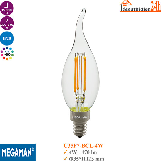 Bóng Đèn Led Nến Fila Megaman C35F7-BCL 4w E14