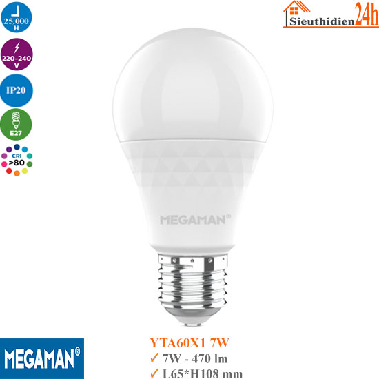 Bóng đèn Led Bulb Megaman YTA60X1 7W