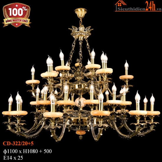 Đèn Chùm Đồng Euroto CD-322/20+5