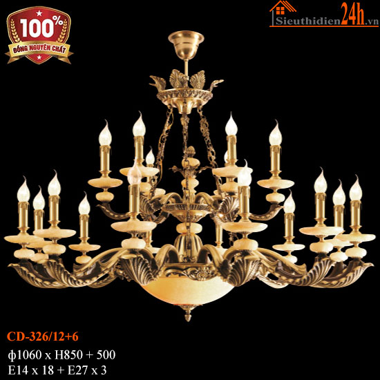 Đèn Chùm Đồng Euroto CD-326/12+6