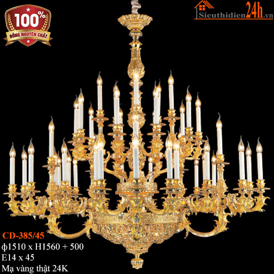 Đèn Chùm Đồng Mạ Vàng 24k Euroto CD-385/45