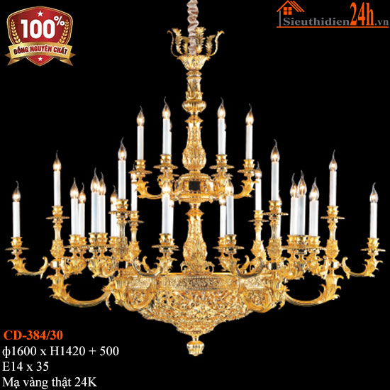 Đèn Chùm Đồng Mạ Vàng 24k Euroto CD-384/30