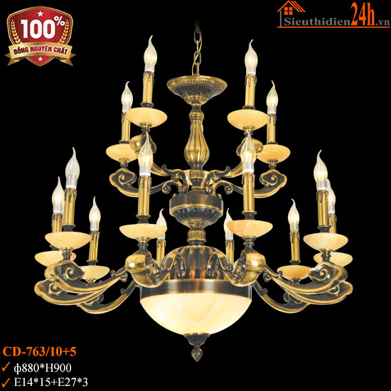 Đèn Chùm Đồng Euroto CD-763/10+5
