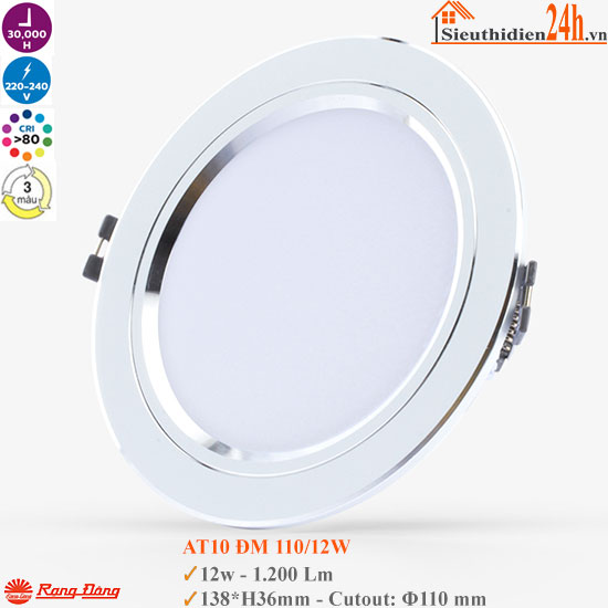 Đèn Led Âm Trần Rạng Đông AT10 110/12W DM