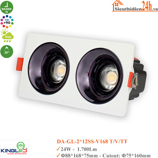 Đèn Spotlight Âm Trần KingLed Turquoise DA-GL-2*12SS-V168 24W