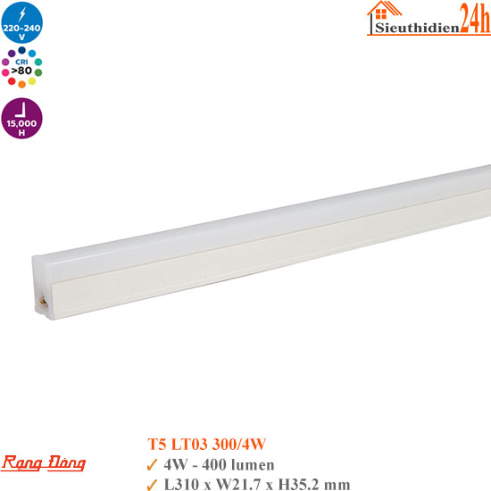 Bộ Đèn Led T5 Rạng Đông LT03 300/4W