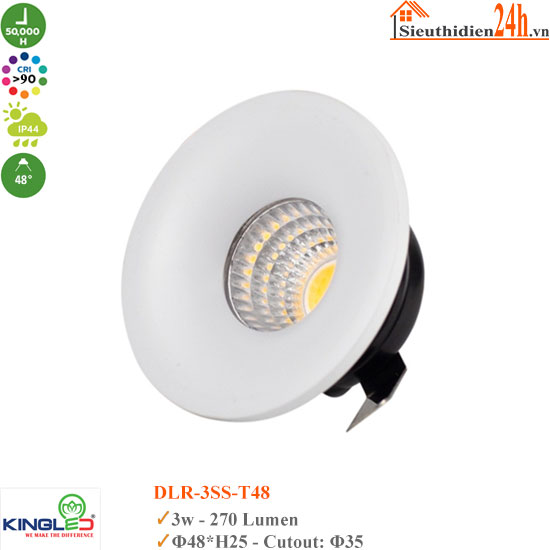 Đèn Spotlight Âm Trần KingLed Star DLR-3SS-T48 3W