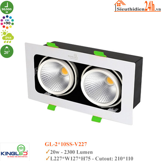 Đèn Spotlight Âm Trần KingLed Topaz GL-2*10SS-V227 20W