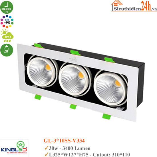 Đèn Spotlight Âm Trần KingLed Topaz GL-3*10SS-V334 30W