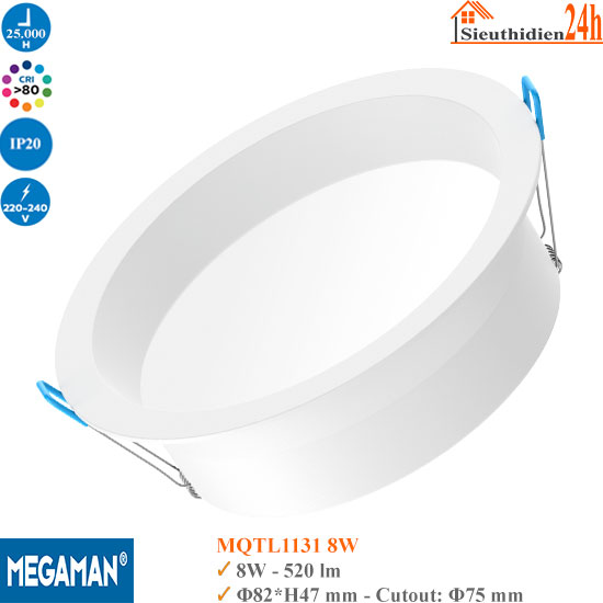 Đèn Led Âm Trần Chống Chói Megaman MQTL1131 8W