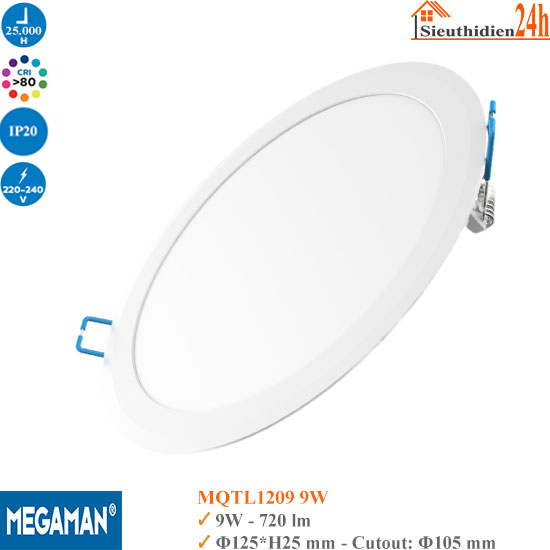 Đèn Led Âm Trần Siêu Mỏng Megaman MQTL1209 9W