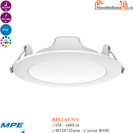 Đèn LED Âm Trần MPE Seri RPL2-6W