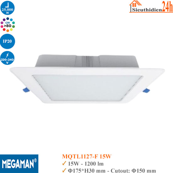 Đèn Led Âm Trần Megaman Essential MQTL1127-F-15W