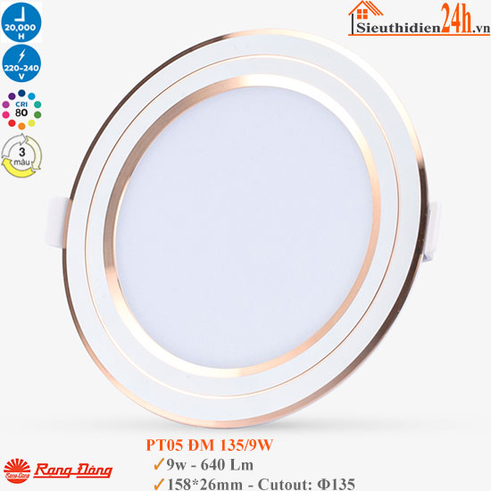 Đèn Led Âm Trần Đổi Màu Rạng Đông PT05 135/9W