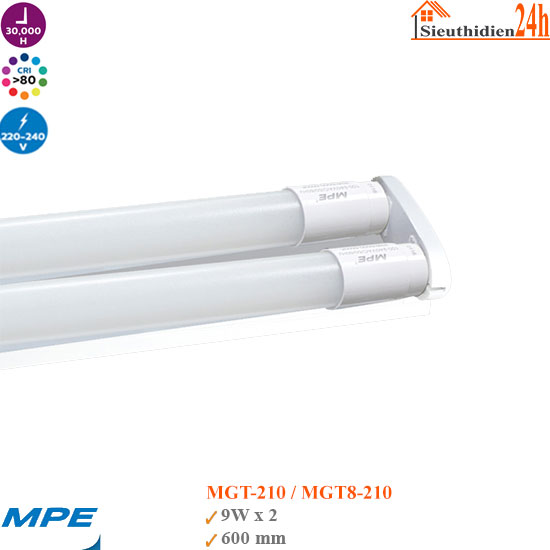 Bộ Đèn Led Tuýp MPE MGT8-210 2*9w