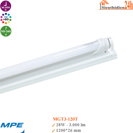 Bộ Đèn Led Tuýp MPE MGT3-120T 28w