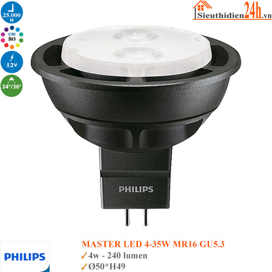Bóng Đèn Philips Master LED MR16 4w GU5.3