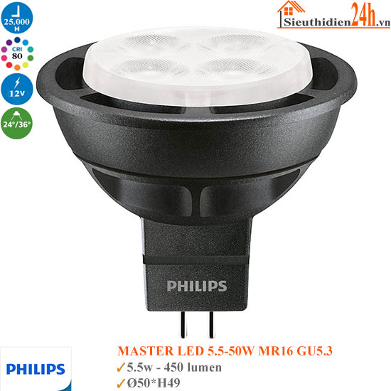 Bóng Đèn Philips Master Led MR16 5.5-50w GU5.3