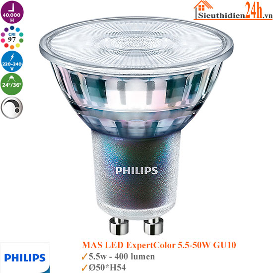 Bóng Đèn Philips MAS LED ExpertColor 5.5-50W GU10 Dim