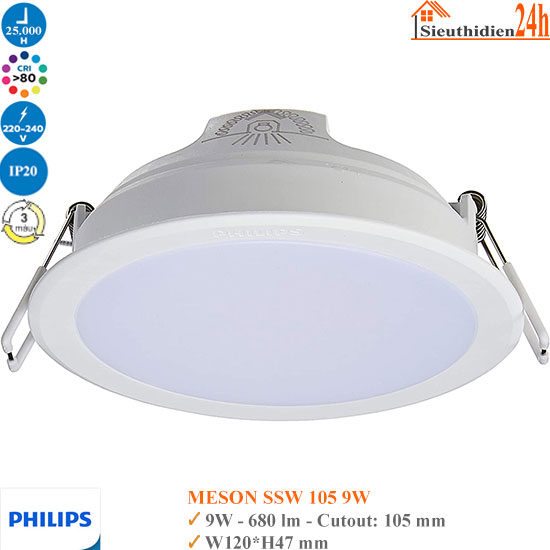 Đèn Led Âm Trần Philips Meson SSW 105 9w