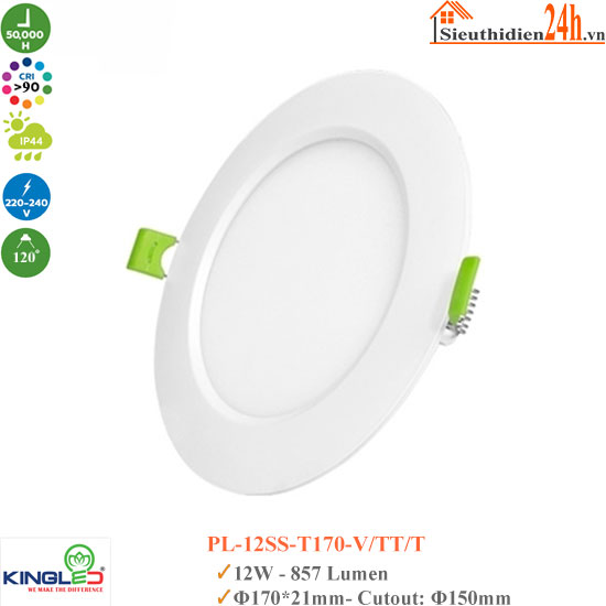 Đèn Led Âm Trần Siêu Mỏng KingLed Pearl PL-12SS-T170 12W
