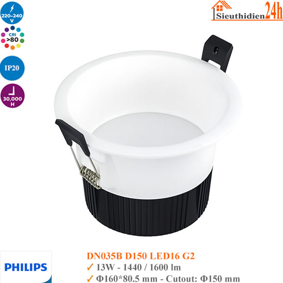Đèn Led Âm Trần Philips DN035B D150 Led16 G2 13w