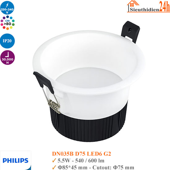 Đèn Led Âm Trần Philips DN035B D75 Led6 G2 5.5w