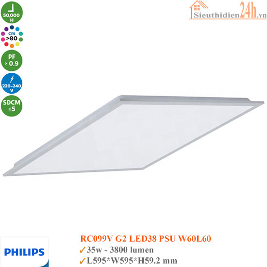 Đèn Led Panel Philips RC099V LED38 PSU W60L60