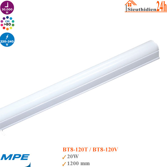 Bộ Đèn Led Tuýp Siêu Mỏng MPE BT8-120 20w