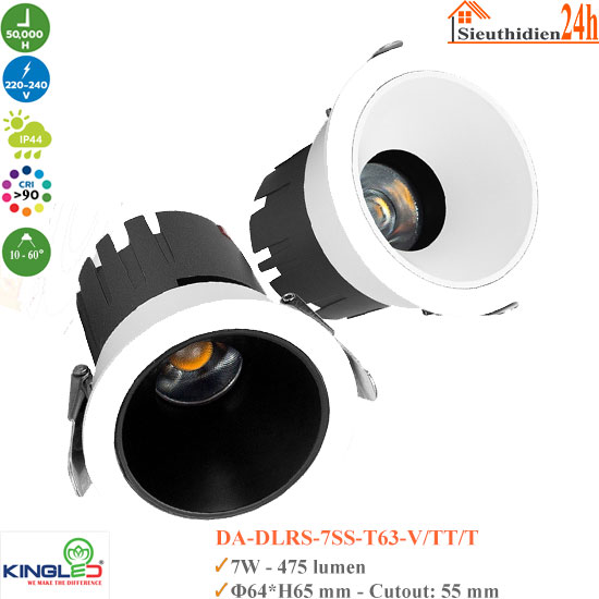 Đèn Spotlight Âm Trần KingLed Zircon DA-DLRS-7SS-T63 7W