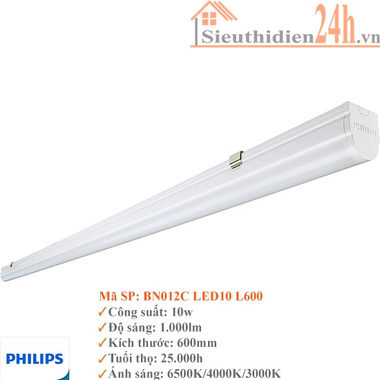 Bộ Đèn Tuýp T8 Philips BN012C 10W L600