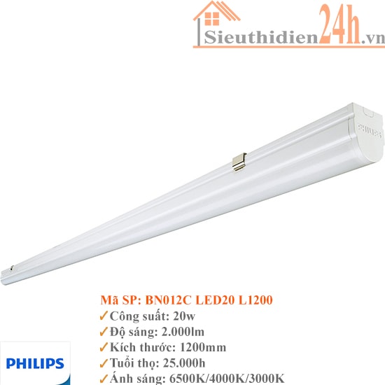 Bộ Đèn Tuýp T8 Philips BN012C 20W L1200