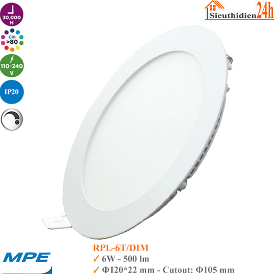 Đèn LED Âm Trần MPE RPL-6W DIM