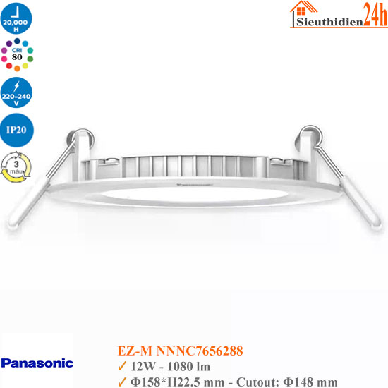 Đèn Led Âm Trần Siêu Mỏng 3 Màu Panasonic EZ-M NNNC7656288 12W