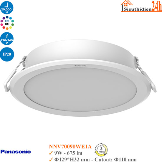 Đèn Âm Trần Panasonic DN 2G 3 Màu NNV70090WE1A 9W