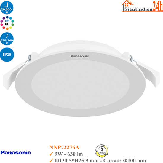 Đèn Led Âm Trần Panasonic Neo Slim 2G Đổi Màu NNP72276A 9W