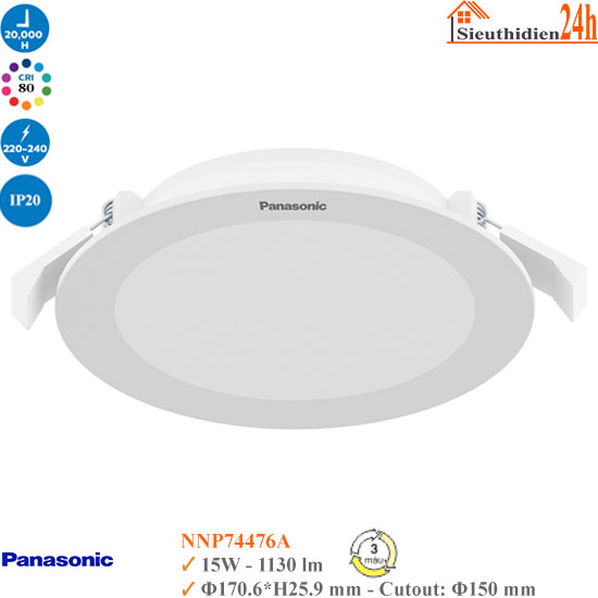Đèn Led Âm Trần Panasonic Neo Slim 2G Đổi Màu NNP74476A 15W