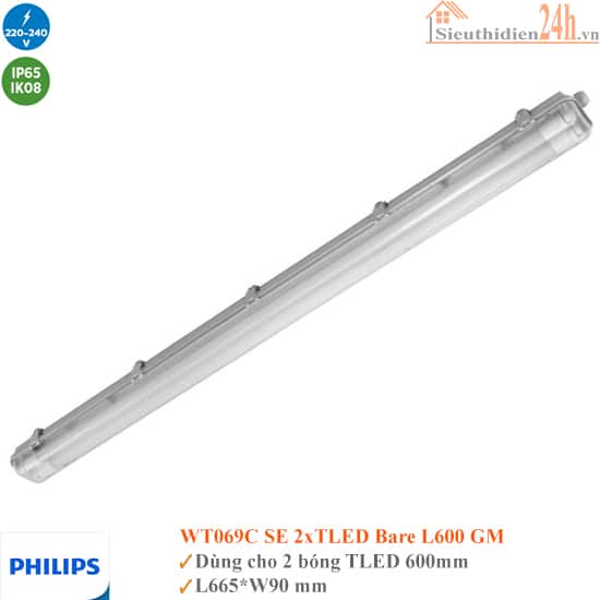 Máng Chống Thấm Philips WT069C SE 2XTLED Bare L600 GM