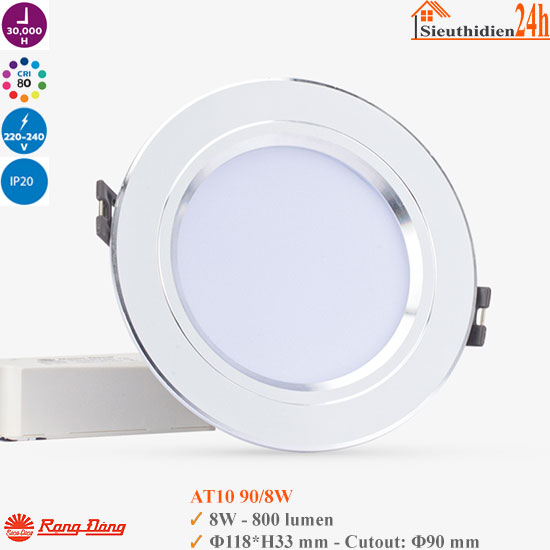 Đèn Led Âm Trần Rạng Đông AT10 90/8W