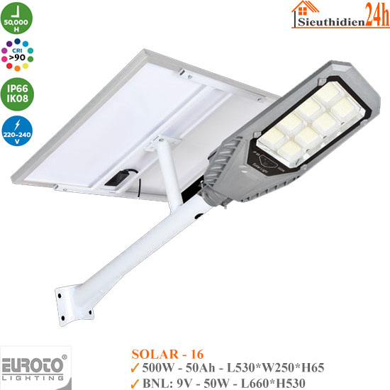 Đèn Đường Năng Lượng Mặt Trời Euroto Solar-16 500w