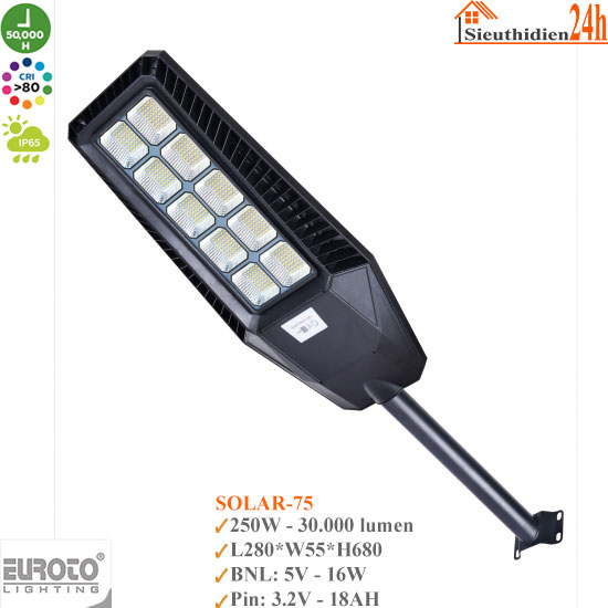 Đèn Đường Năng Lượng Mặt Trời Euroto Solar-75 250W