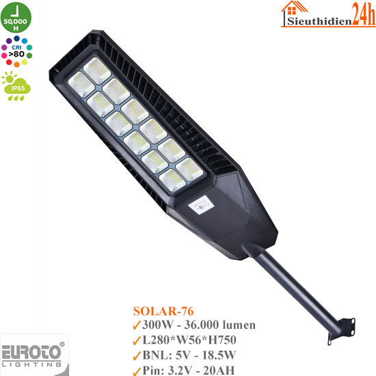 Đèn Đường Năng Lượng Mặt Trời Euroto Solar-76 300W