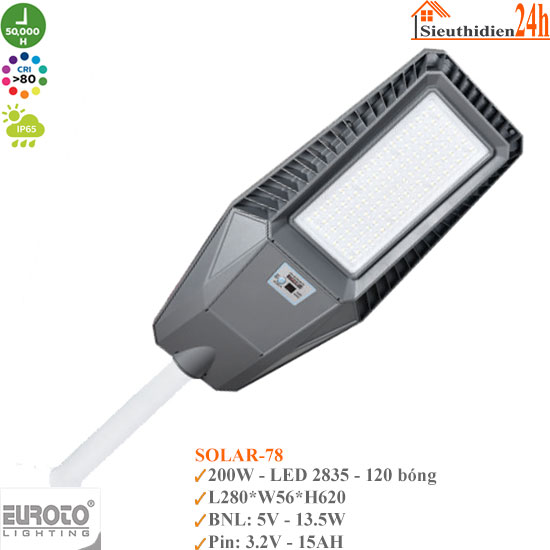 Đèn Đường Năng Lượng Mặt Trời Euroto Solar-78 200W