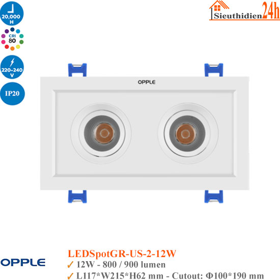 Đèn Spotlight Âm Trần Opple LEDSPOT GR-US-2 12W