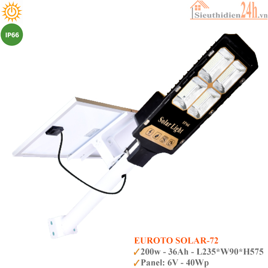 Đèn Đường Năng Lượng Mặt Trời Euroto Solar-72 200w