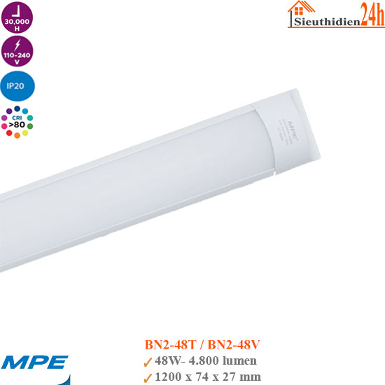 Đèn Led Bán Nguyệt Thân Nhựa MPE BN2-48T 48W