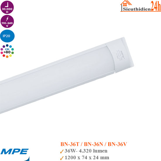Đèn Led Bán Nguyệt Thân Nhôm MPE BN-36 36W