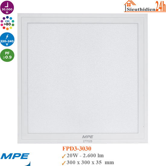Đèn Led Panel MPE FPD3-3030 20W